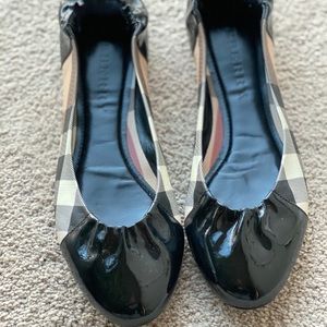 Burberry Patent Leather Nova Check Ballet Flats
